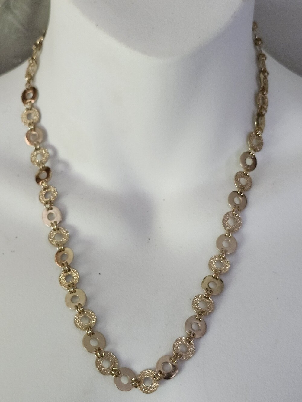 Vtg Bijioux Terner Gold-Tone Polished & Sparkly Circular Link Necklace